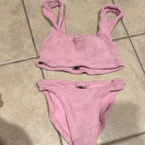 Hunza G Pink Textured Swimwear Set